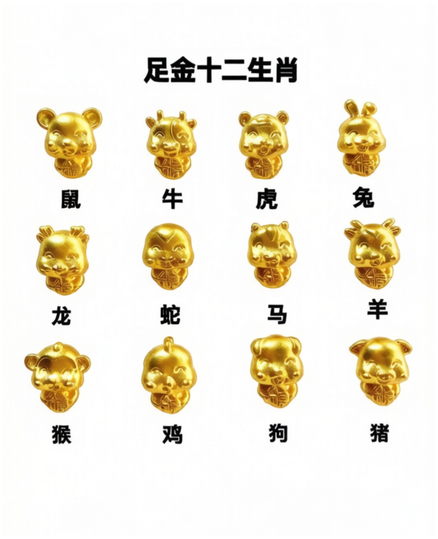 【金饰品卡】足金999十二生肖鼠牛虎兔龙蛇马羊猴鸡狗猪
