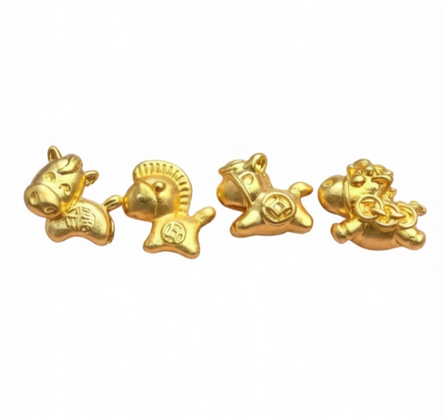 【金饰品卡】足金999马上有钱马上有福元宝Q版奔跑小马独角兽马年福禄