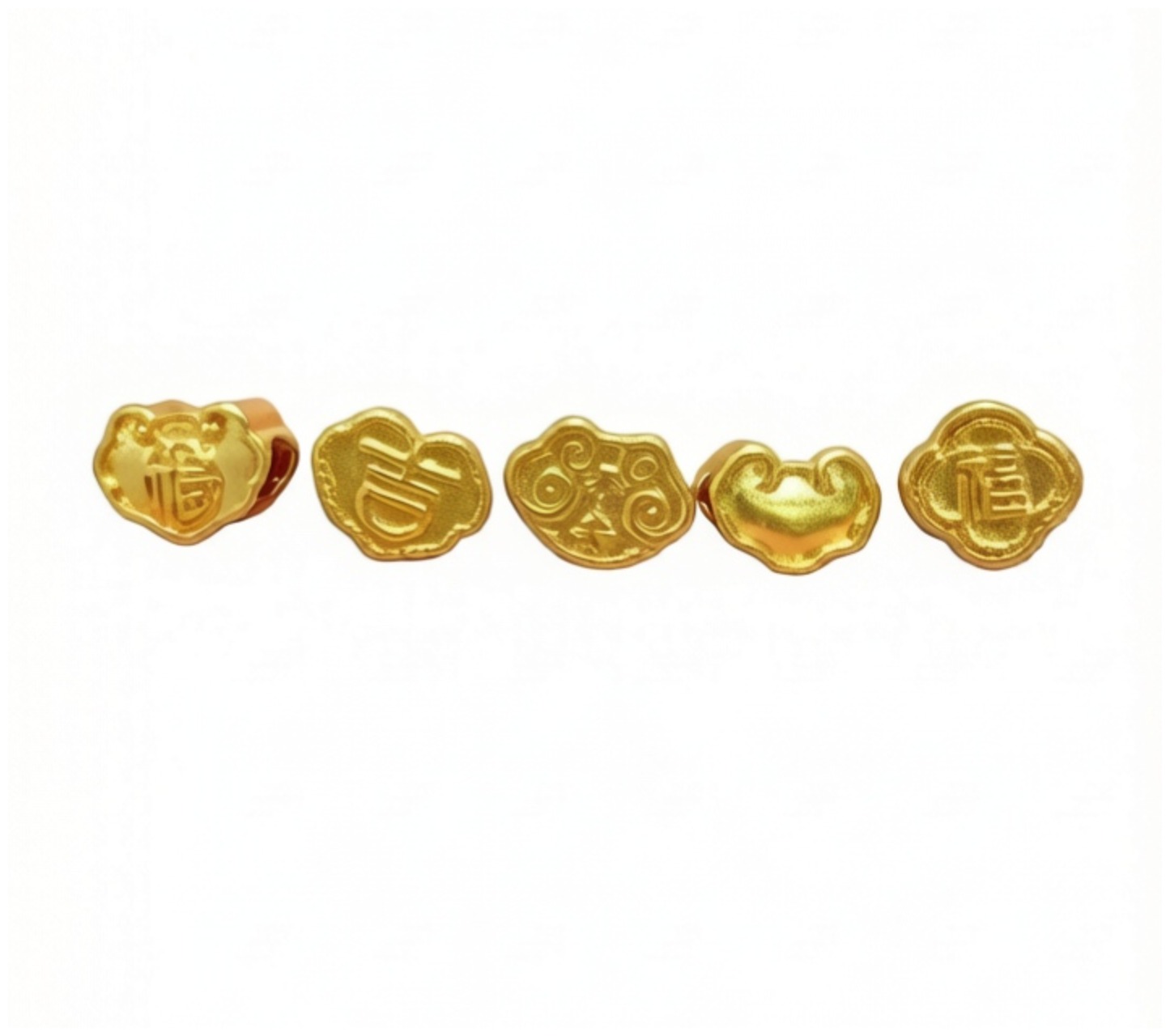 【金饰品卡】足金999小串珠福字如意大吉 平安 福字黄金配件